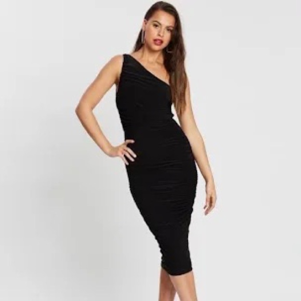 Missguided One Shoulder Ruched Midi Dress